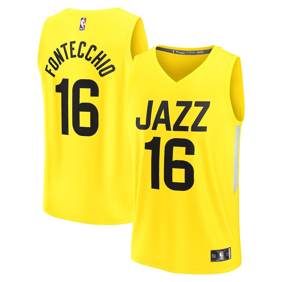 Men Utah Jazz 16 Simone Fontecchio Fanatics Branded Yellow 2022-23 Fast Break Replica Player NBA Jersey